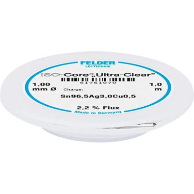 Felder Löttechnik - Bobina de soldadura SAC305 Ultra Clear - 1mm Felder Löttechnik - Bobina de soldadura SAC305 Ultra Clear - 1mm