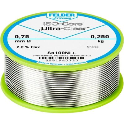 FELDER LÖTTECHNIK ISO-Core Ultra-Clear Sn100Ni+ Lötzinn - Bleifrei FELDER LÖTTECHNIK ISO-Core Ultra-Clear Sn100Ni+ Lötzinn - Bleifrei