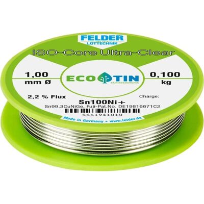 Felder Löttechnik ISO-Core Ultra-Clear Sn100Ni+ - Fil à souder sans plomb - Publicité Felder Löttechnik ISO-Core Ultra-Clear Sn100Ni+ - Fil à souder sans plomb - Publicité