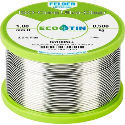 FELDER LÖTTECHNIK ISO-Core Sn99,25Cu0,7Ni0,05 Zwart loodvrij soldeer draad FELDER LÖTTECHNIK ISO-Core Sn99,25Cu0,7Ni0,05 Zwart loodvrij soldeer draad