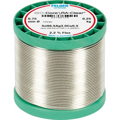 FELDER LÖTTECHNIK - LZ F6 BF 0,7 250 - Ø0,75 mm - Sn96,5Ag3,0Cu0,5 - Schweißdraht FELDER LÖTTECHNIK - LZ F6 BF 0,7 250 - Ø0,75 mm - Sn96,5Ag3,0Cu0,5 - Schweißdraht