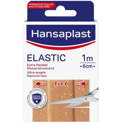 Hansaplast Elastic - Pansement flexible et résistant à l'eau - 1 m x 6 cm - Publicité Hansaplast Elastic - Pansement flexible et résistant à l'eau - 1 m x 6 cm - Publicité
