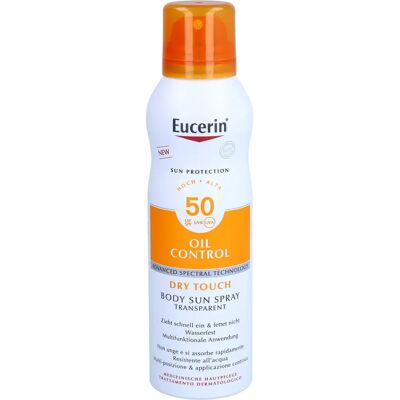 Eucerin Sun Oil Control Body SPF50 - Sprej na opalování - Suchý dotyk - Ochrana před sluncem Eucerin Sun Oil Control Body SPF50 - Sprej na opalování - Suchý dotyk - Ochrana před sluncem