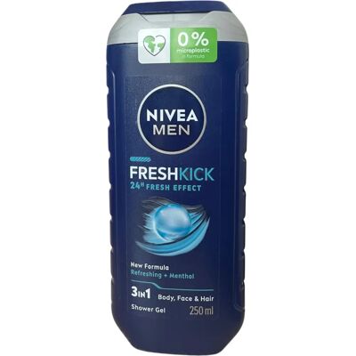 Nivea Men Fresh Kick Suihkugeeli - 3-in-1 - 250ml - Suihkugeeli Nivea Men Fresh Kick Suihkugeeli - 3-in-1 - 250ml - Suihkugeeli