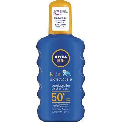 NIVEA Zonnebrand Spray SPF50+ voor Kinderen - Bescherming & Verzorging NIVEA Zonnebrand Spray SPF50+ voor Kinderen - Bescherming & Verzorging