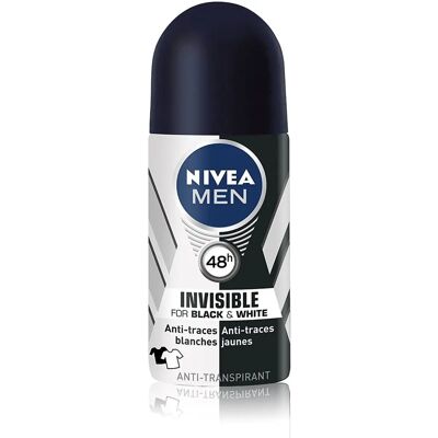 Nivea Men Black & White Deo Roll On - Déodorant, 50ml, Homme - Publicité Nivea Men Black & White Deo Roll On - Déodorant, 50ml, Homme - Publicité