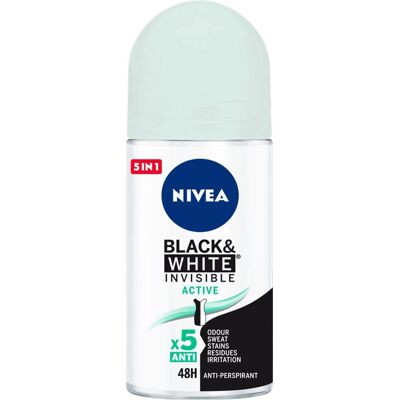Nivea Zwart & Wit Invisible Actief Roll-On - Deodorant Roll-On Nivea Zwart & Wit Invisible Actief Roll-On - Deodorant Roll-On