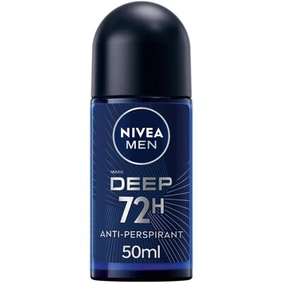 NIVEA Men Deep Deodorant Roll-On - 6 Packs of 50 ml - Men’s Antibacterial Deodorant NIVEA Men Deep Deodorant Roll-On - 6 Packs of 50 ml - Men’s Antibacterial Deodorant