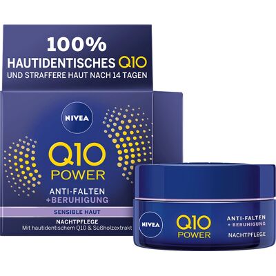Crème de Nuit Q10 Sensitive de Nivea - Soin nocturne pour peau sensible - Publicité Crème de Nuit Q10 Sensitive de Nivea - Soin nocturne pour peau sensible - Publicité