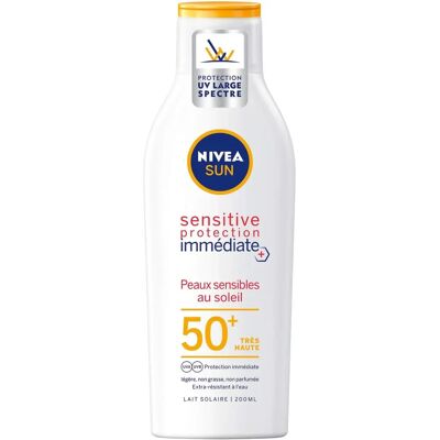 Nivea Sun Sensitive SPF50+ Lotion - Peau sensible, Résistant à l'eau - Publicité Nivea Sun Sensitive SPF50+ Lotion - Peau sensible, Résistant à l'eau - Publicité