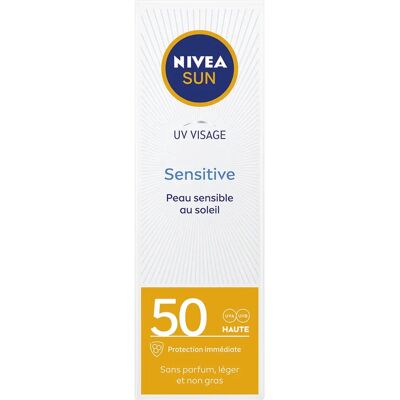 NIVEA Sensitive Crème Solaire SPF 50+ - Protection solaire pour peau sensible NIVEA Sensitive Crème Solaire SPF 50+ - Protection solaire pour peau sensible