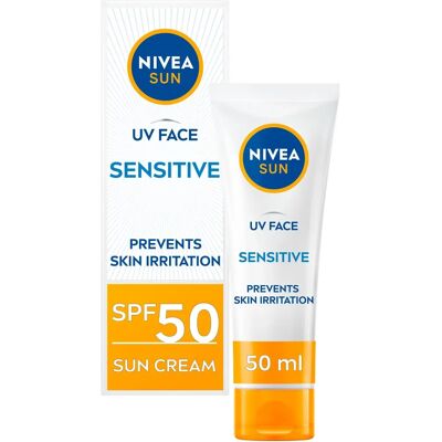 Nivea Sun Sensitive SPF50 Face Sunscreen - 50ml Nivea Sun Sensitive SPF50 Face Sunscreen - 50ml