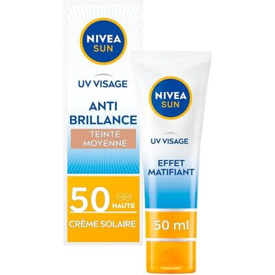 Nivea Crème Solaire SPF50 Teinte Medium - Visage, Matifiant - 50ml Tube - Publicité Nivea Crème Solaire SPF50 Teinte Medium - Visage, Matifiant - 50ml Tube - Publicité