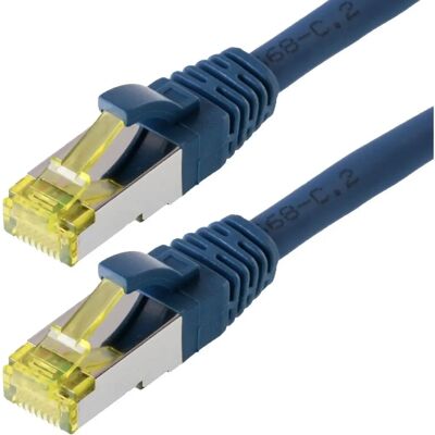 Helos 25cm Blauer Ethernet Patchkabel - Cat 6a, SFTP, Formgeformt, Knotenfrei Helos 25cm Blauer Ethernet Patchkabel - Cat 6a, SFTP, Formgeformt, Knotenfrei