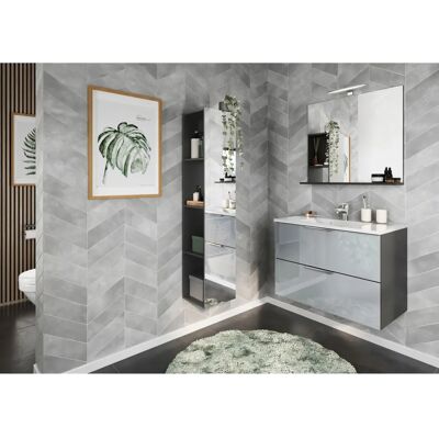 Germania Badregal - 144cm x 30cm x 31cm - Badregal mit mattglasfront Germania Badregal - 144cm x 30cm x 31cm - Badregal mit mattglasfront