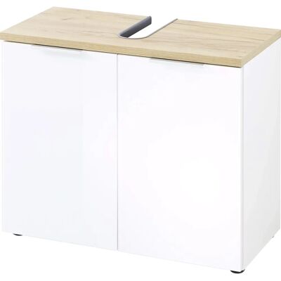 Meuble sous lavabo Germania Pescara - Blanc, Navarra Eiche, 70x58x34 cm - Publicité Meuble sous lavabo Germania Pescara - Blanc, Navarra Eiche, 70x58x34 cm - Publicité