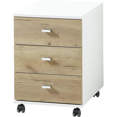 VidaXL Germania Altino Classeur Sur Roulettes Blanc & Chêne - 3 Tiroirs VidaXL Germania Altino Classeur Sur Roulettes Blanc & Chêne - 3 Tiroirs
