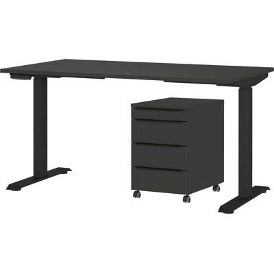 Germany Mailand Büromöbel-Set - Höhenverstellbarer Schreibtisch, Weiß & Graphit, 140cm Germany Mailand Büromöbel-Set - Höhenverstellbarer Schreibtisch, Weiß & Graphit, 140cm