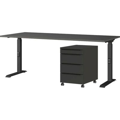 Germania Mailand Büromöbel-Set - Grau, Höhenverstellbarer Schreibtisch Germania Mailand Büromöbel-Set - Grau, Höhenverstellbarer Schreibtisch
