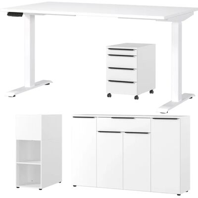 Germania Mailand Büromöbel-Set - Elektrisch Höhenverstellbarer Schreibtisch, Rollcontainer, Made in Germany Germania Mailand Büromöbel-Set - Elektrisch Höhenverstellbarer Schreibtisch, Rollcontainer, Made in Germany
