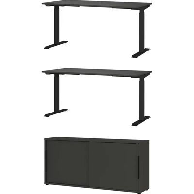 Germania Mailand Büromöbel-Set - Grau, Höhenverstellbarer Schreibtisch, 2 Tische & Schrank Germania Mailand Büromöbel-Set - Grau, Höhenverstellbarer Schreibtisch, 2 Tische & Schrank