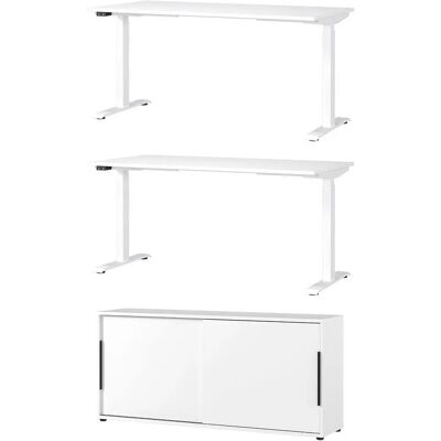 Germania Mailand Büromöbel-Set - Weiß - Höhenverstellbare Schreibtische & Schrank Germania Mailand Büromöbel-Set - Weiß - Höhenverstellbare Schreibtische & Schrank