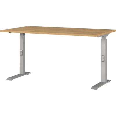 GERMANIA DOWNEY höhenverstellbarer Schreibtisch - Eiche & Silber - 140x80cm GERMANIA DOWNEY höhenverstellbarer Schreibtisch - Eiche & Silber - 140x80cm