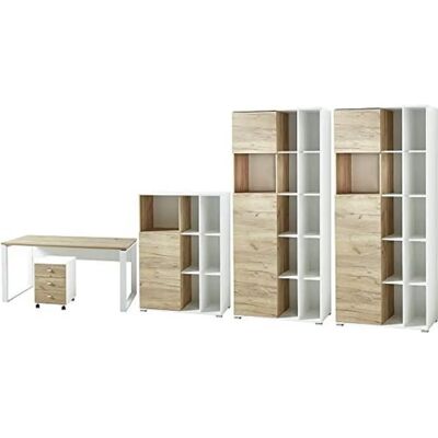 GERMANIA GW-Lioni Büromöbel-Set - Weiß/Navarra Eiche - Modern & Langlebig GERMANIA GW-Lioni Büromöbel-Set - Weiß/Navarra Eiche - Modern & Langlebig