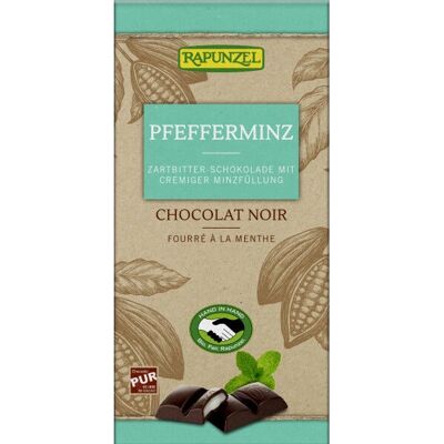 Rapunzel Chocolat Noir Fourré à la Menthe - Barre de Chocolat - Publicité Rapunzel Chocolat Noir Fourré à la Menthe - Barre de Chocolat - Publicité