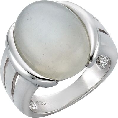 ZEEME Silber 925 Mondstein Ring - Weiß - 16,6mm ZEEME Silber 925 Mondstein Ring - Weiß - 16,6mm