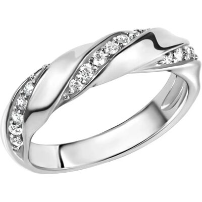 ZEEME Silber 925 rhodiniert mit Zirkonia Damenring - Größe 20 ZEEME Silber 925 rhodiniert mit Zirkonia Damenring - Größe 20