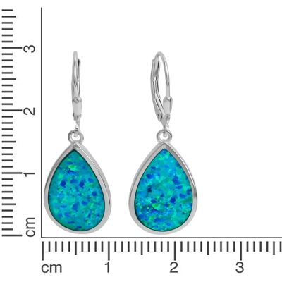 VIVANCE Silber 925/- Sterlingsilber synthetischer Opal blau Ohrringe - Ohrringe VIVANCE Silber 925/- Sterlingsilber synthetischer Opal blau Ohrringe - Ohrringe