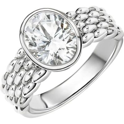 ZEEME Sterling Silber Rhodiniert Zirkonia Ring - Fingerring ZEEME Sterling Silber Rhodiniert Zirkonia Ring - Fingerring