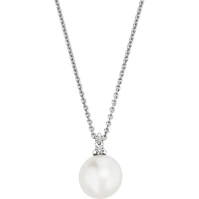 OROLINO Weißgold Perlenkette mit Diamanten - Halskette OROLINO Weißgold Perlenkette mit Diamanten - Halskette
