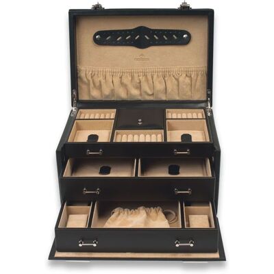 Windrose Ambiance Schmuckkoffer - 31cm Leder Schwarz Windrose Ambiance Schmuckkoffer - 31cm Leder Schwarz