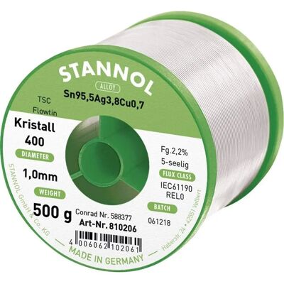 Fil de soudure sans plomb Stannol Sn95,5Ag3,8Cu0,7 - Eutectique 217°C - Publicité Fil de soudure sans plomb Stannol Sn95,5Ag3,8Cu0,7 - Eutectique 217°C - Publicité
