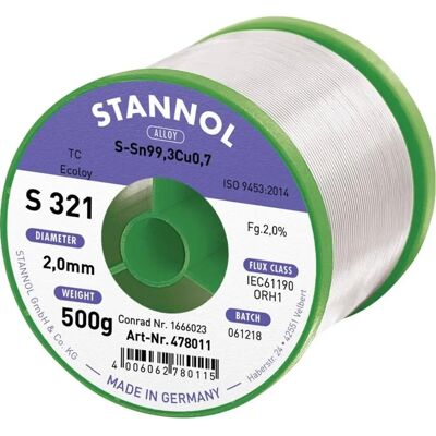 Filo saldatura senza piombo Stannol S321 2,0% - Filo di saldatura Filo saldatura senza piombo Stannol S321 2,0% - Filo di saldatura