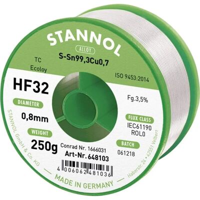 Stannol HF32 3,5% 0,8mm Sn99Cu0,7 - Lödtenn Stannol HF32 3,5% 0,8mm Sn99Cu0,7 - Lödtenn
