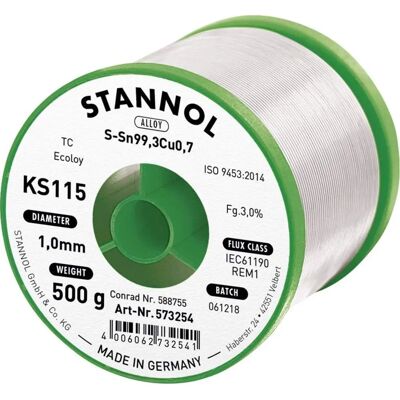 Lödtråd utan bly Stannol KS115 1mm 500g Lödtråd utan bly Stannol KS115 1mm 500g