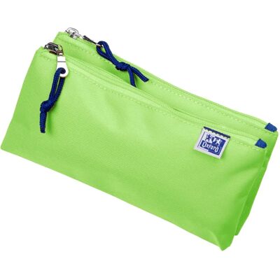 Trousse en polyester recyclable Oxford - Vert clair - Deux compartiments - Publicité Trousse en polyester recyclable Oxford - Vert clair - Deux compartiments - Publicité