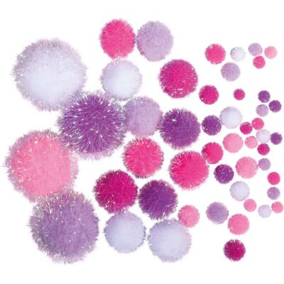 Rayher 76530000 Pompons métalliques - 50 pièces, rose/blanc, tailles variées - Pompons Rayher 76530000 Pompons métalliques - 50 pièces, rose/blanc, tailles variées - Pompons