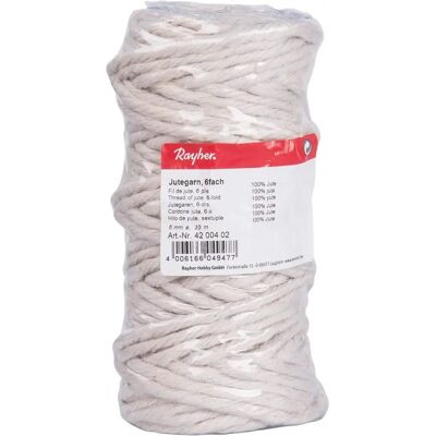 Rayher Spago di Iuta - Naturale, 6mm, 35m, Bianco - Spago di Iuta Rayher Spago di Iuta - Naturale, 6mm, 35m, Bianco - Spago di Iuta