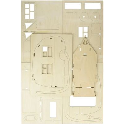 Rayher Beiger 3D Holzmodell - Wohnwagen - Bastelset Rayher Beiger 3D Holzmodell - Wohnwagen - Bastelset