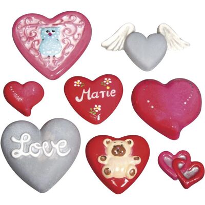 Rayher 36017000 - Moule en forme de cœur - 8 motifs, 3,5-7cm Rayher 36017000 - Moule en forme de cœur - 8 motifs, 3,5-7cm