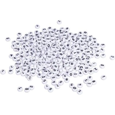 Rayher Weiße Nummerperlen - Runde Kunststoffperlen 6 mm für Schmuck Rayher Weiße Nummerperlen - Runde Kunststoffperlen 6 mm für Schmuck