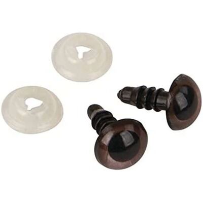 Rayher Modell Ø 8 mm Braune Plüschaugen mit Unterlegscheiben - Plüschaugen Rayher Modell Ø 8 mm Braune Plüschaugen mit Unterlegscheiben - Plüschaugen