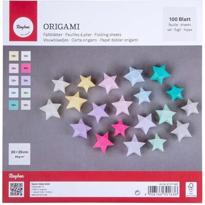 Rayher Origami Pastel - 100 Hojas 20x20cm - Papel DIY Rayher Origami Pastel - 100 Hojas 20x20cm - Papel DIY