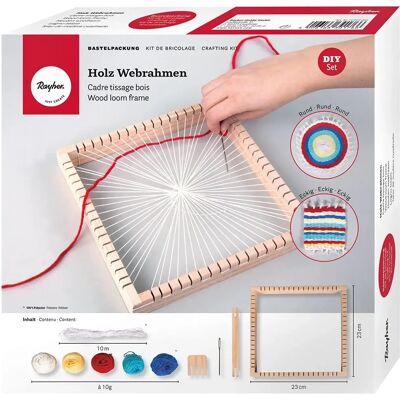 Rayher Weaving Kit - 23x23cm Square Loom - 5 Wool Balls - FSC 100 Rayher Weaving Kit - 23x23cm Square Loom - 5 Wool Balls - FSC 100