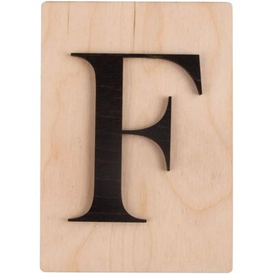 Czarna litera z drewna 'F' - Litera - 14,8 x 10,5 cm Czarna litera z drewna 'F' - Litera - 14,8 x 10,5 cm