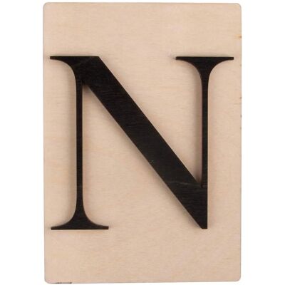 Lettre en Bois Noire 'N' - 14,8x10,5 cm - Lettre en Bois Lettre en Bois Noire 'N' - 14,8x10,5 cm - Lettre en Bois